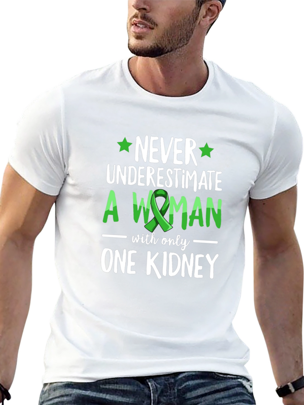 Never Underestimate Woman One Kidney Awareness Tee