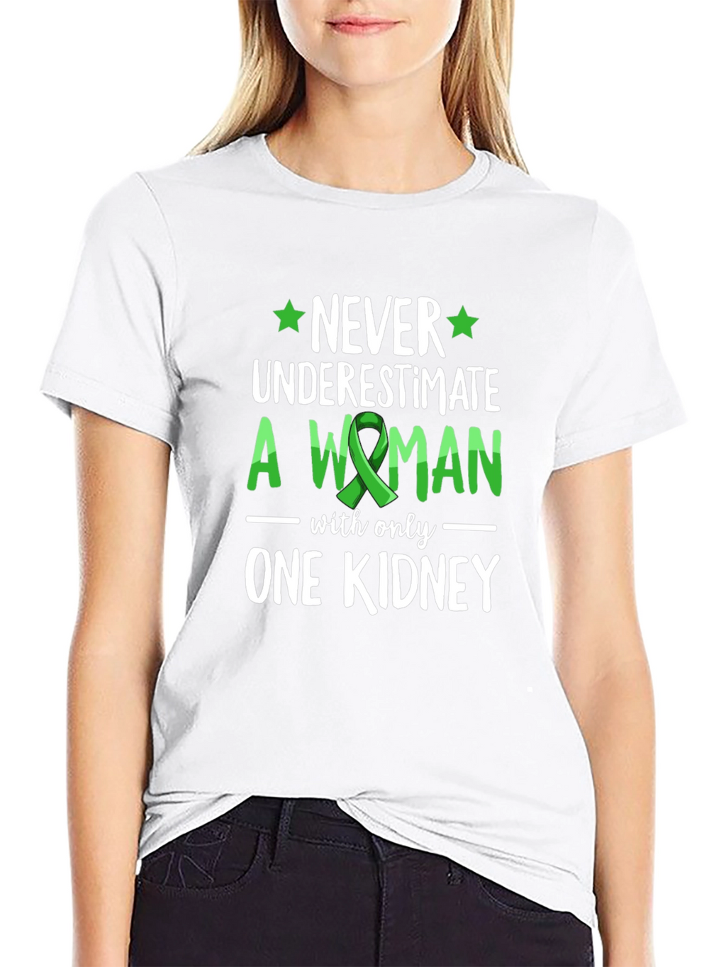 Never Underestimate Woman One Kidney Awareness Tee