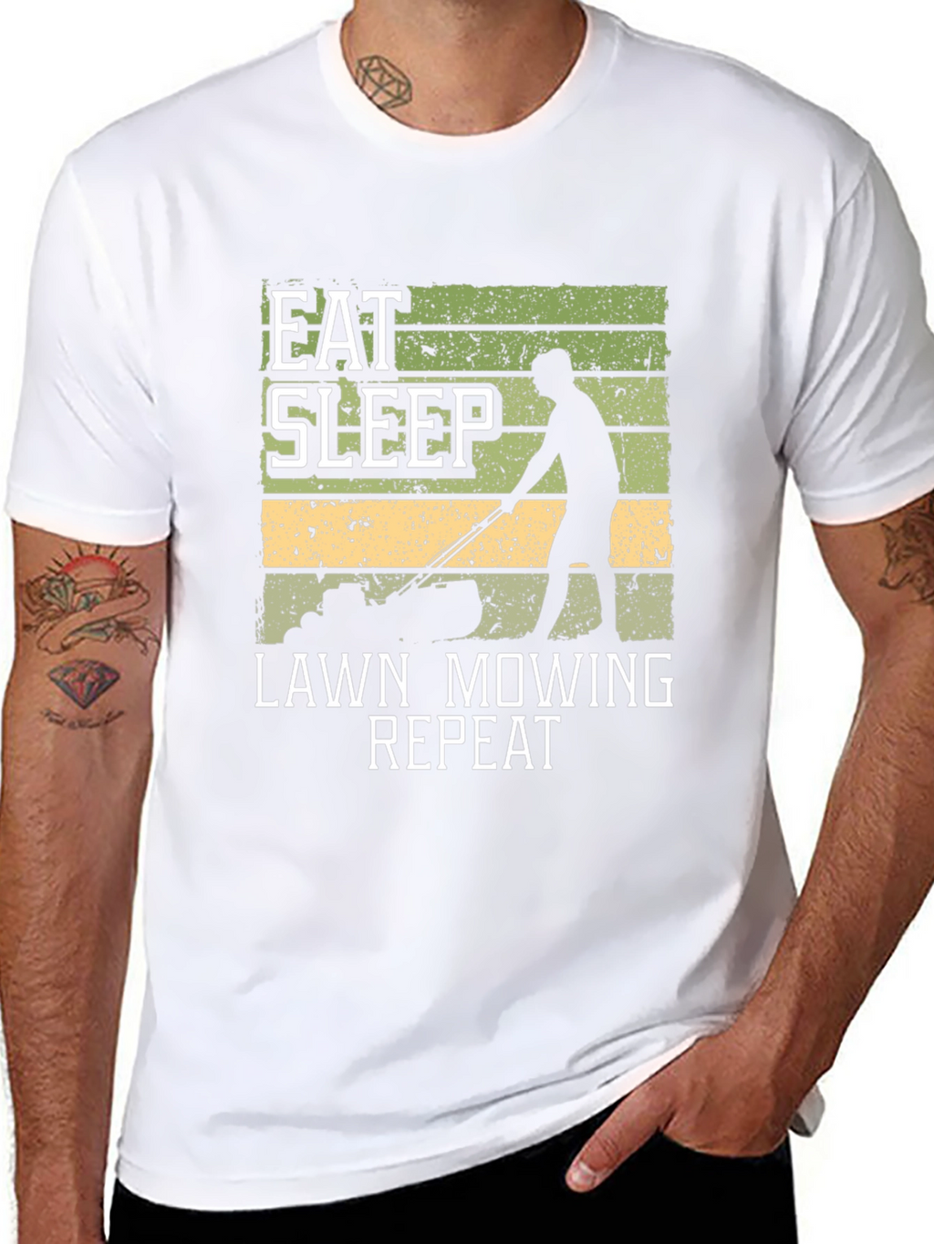 Eat Sleep Lawn Mowing Repeat Graphic Tee