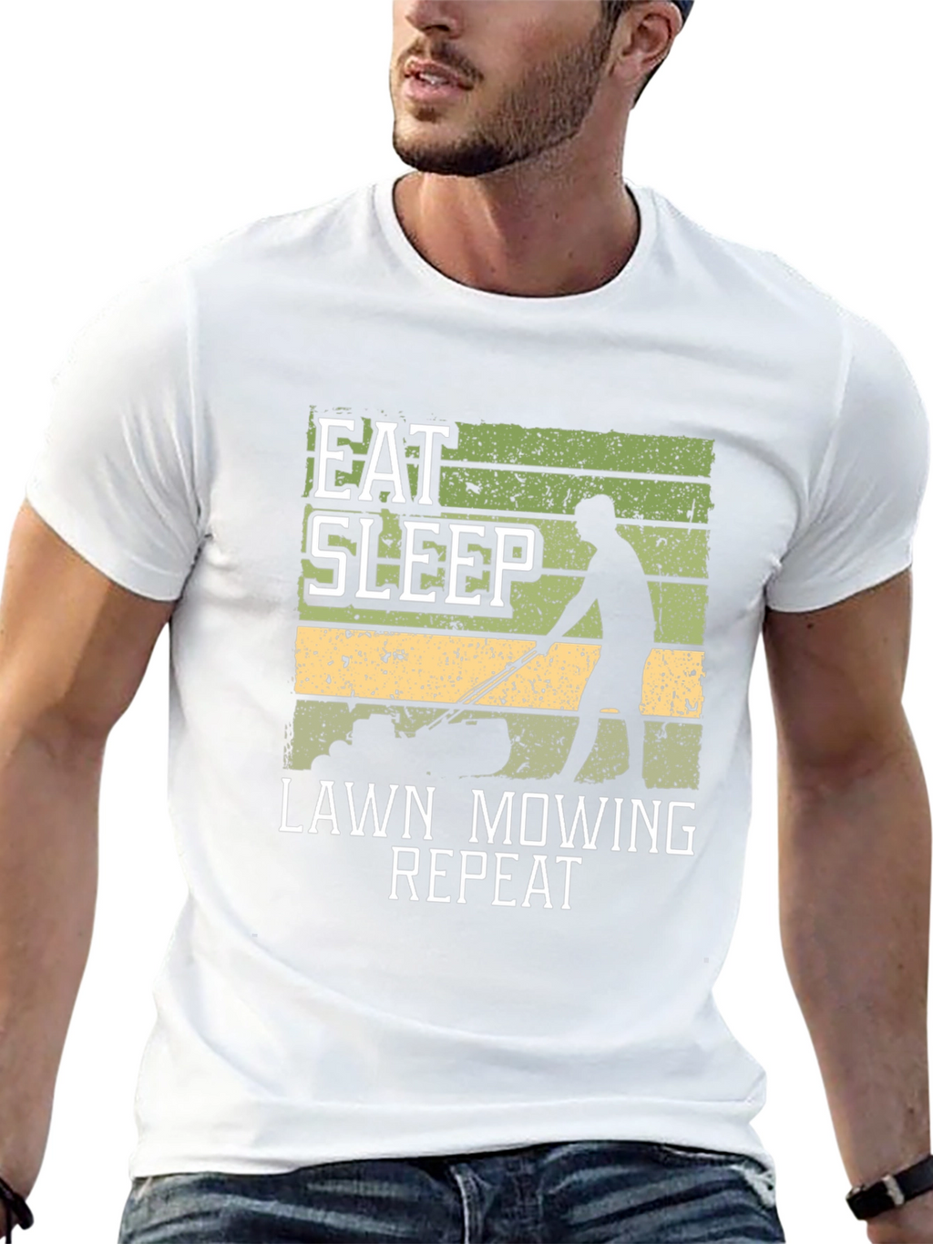Eat Sleep Lawn Mowing Repeat Graphic Tee