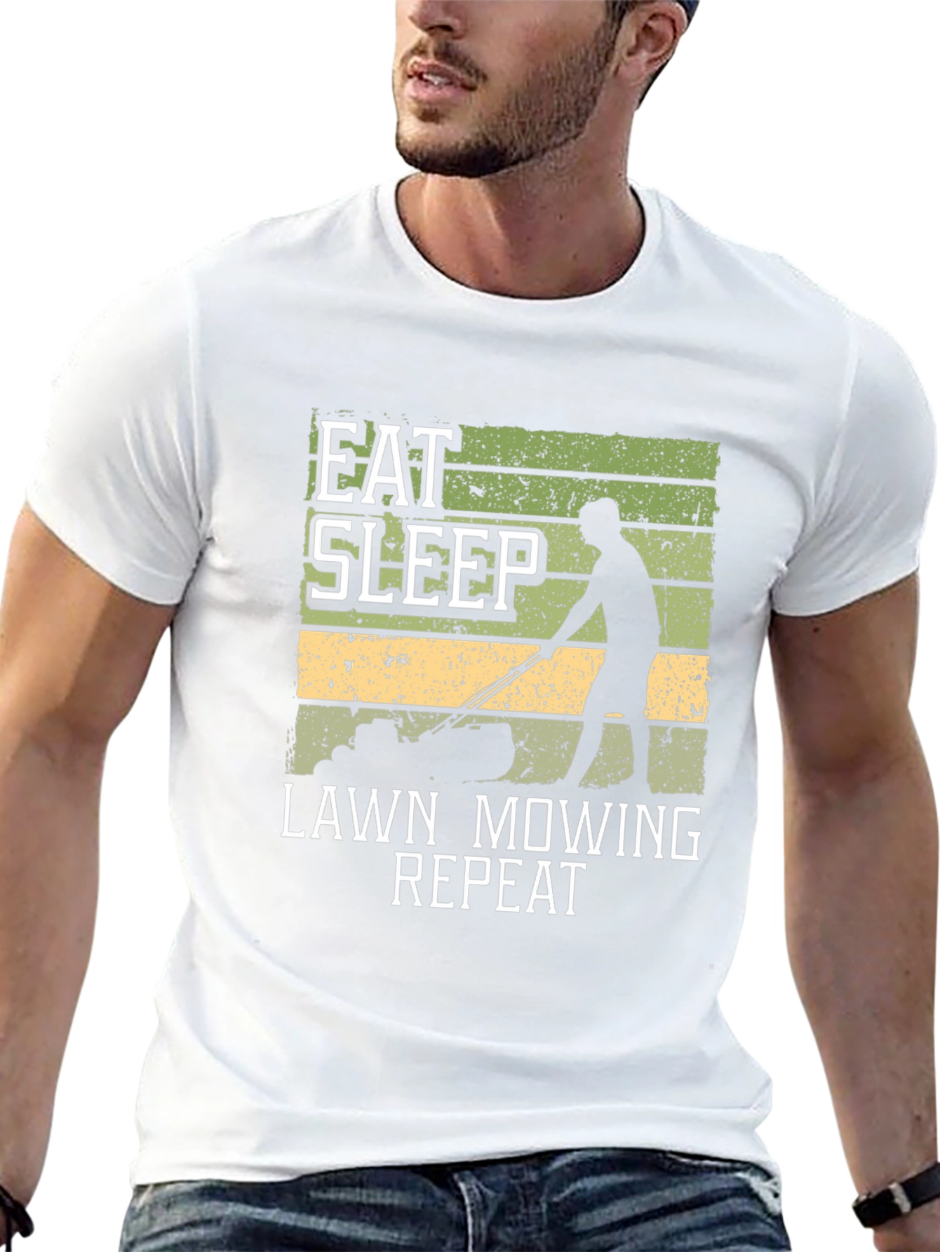 Eat Sleep Lawn Mowing Repeat Graphic Tee