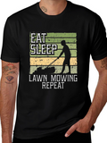 Eat Sleep Lawn Mowing Repeat Graphic Tee