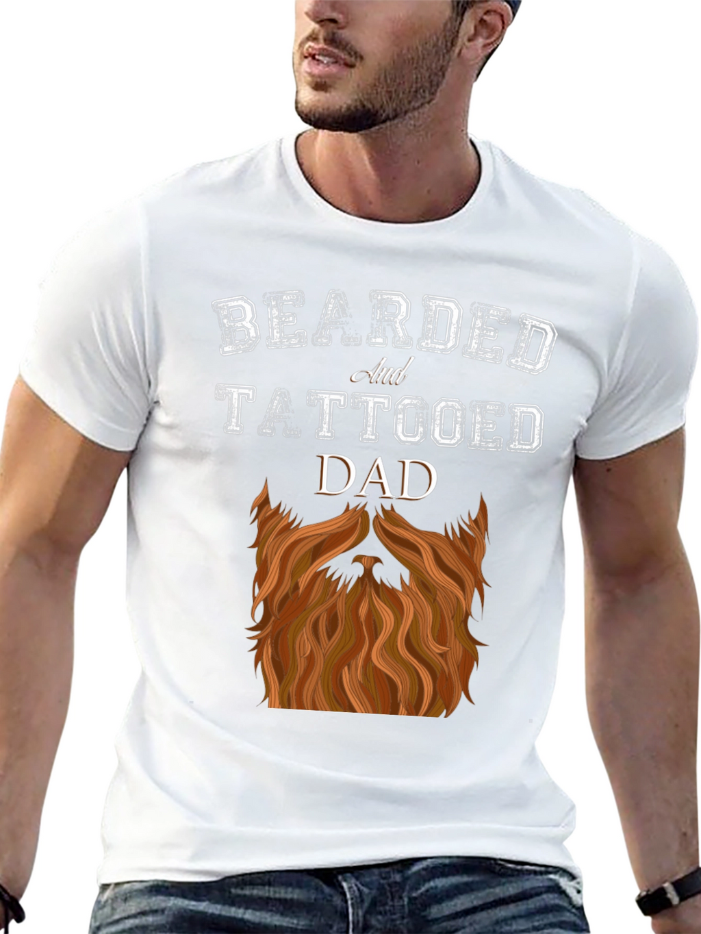 Bearded and Tattooed Dad Graphic T-Shirt