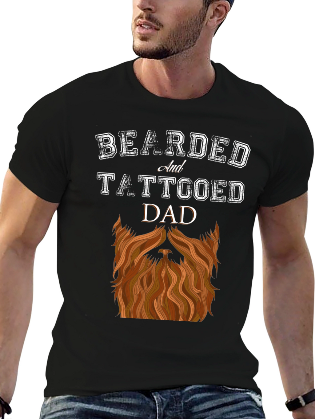 Bearded and Tattooed Dad Graphic T-Shirt