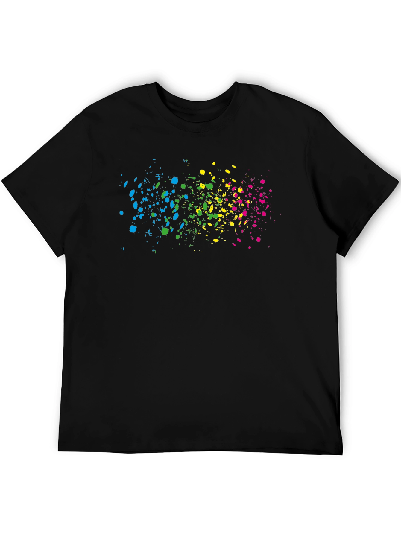 Abstract Splatter Print Black T-Shirt