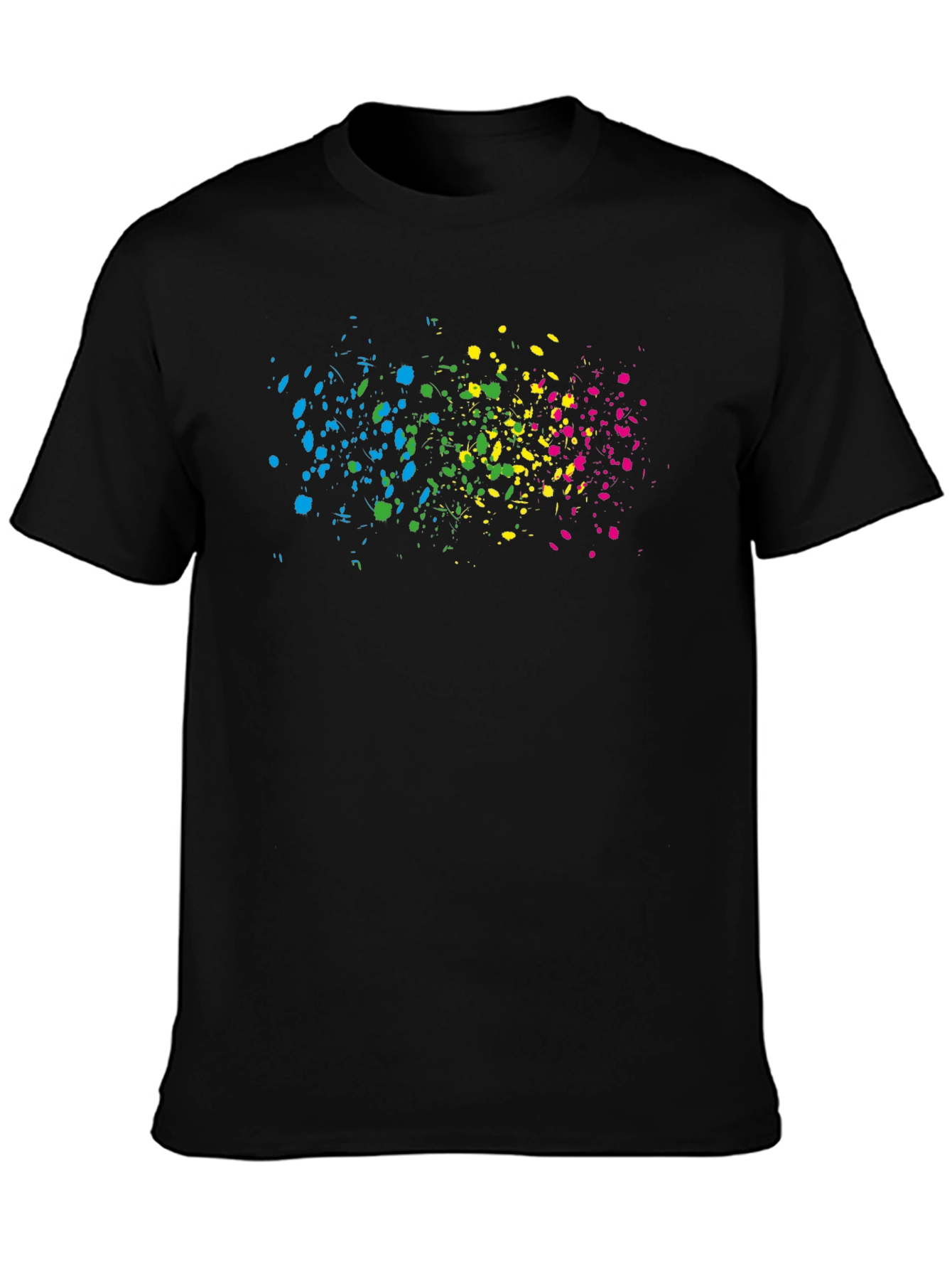 Abstract Splatter Print Black T-Shirt