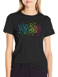 Abstract Splatter Print Black T-Shirt