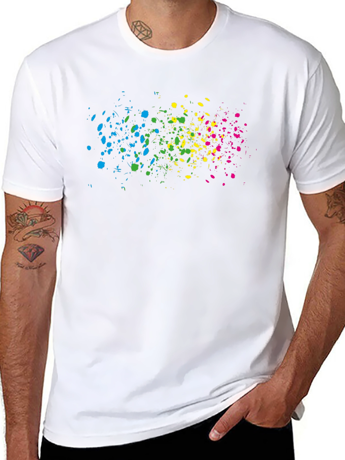 Abstract Splatter Print Black T-Shirt