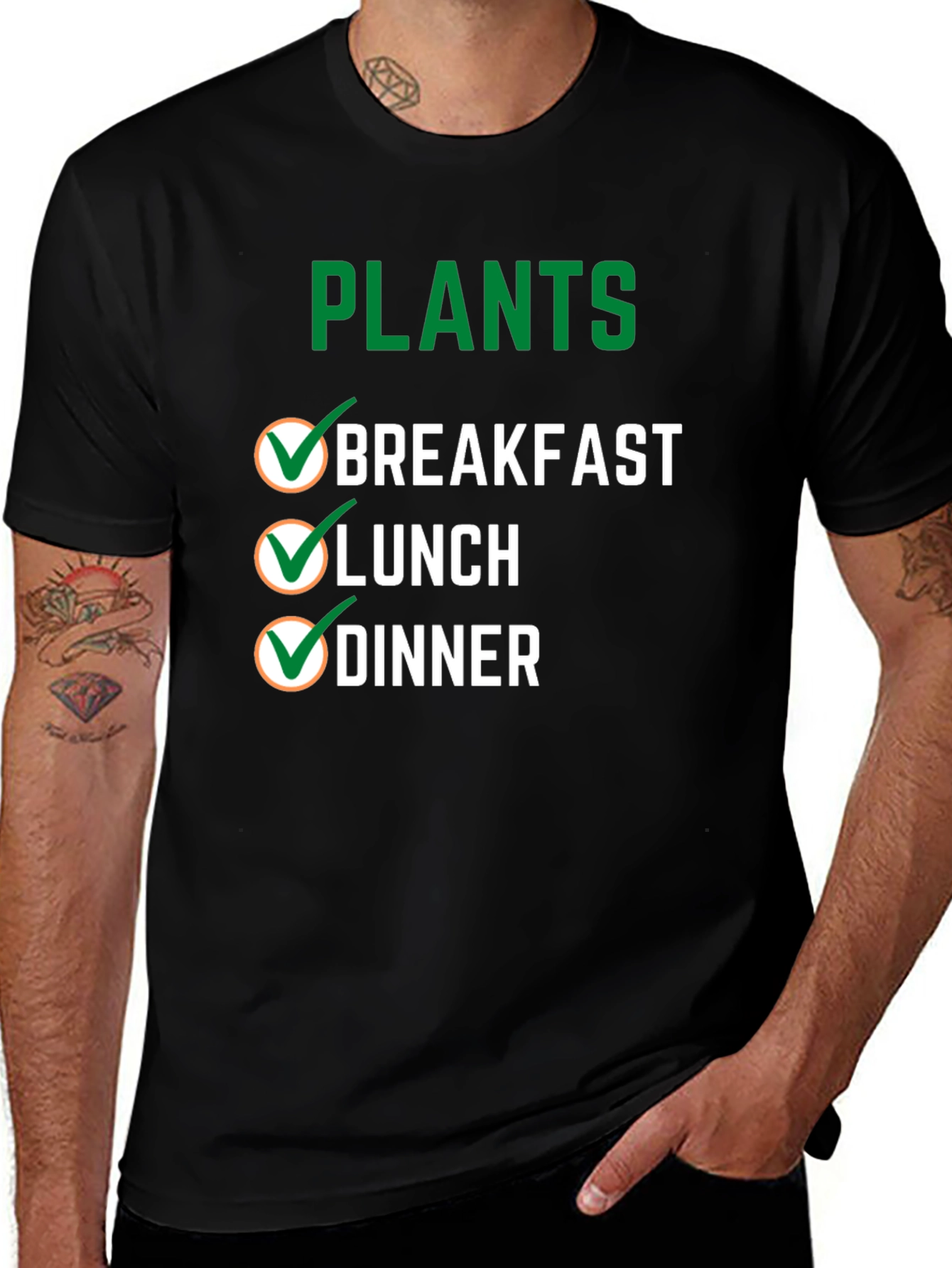 Plants Breakfast Lunch Dinner T-Shirt Vegan Tee