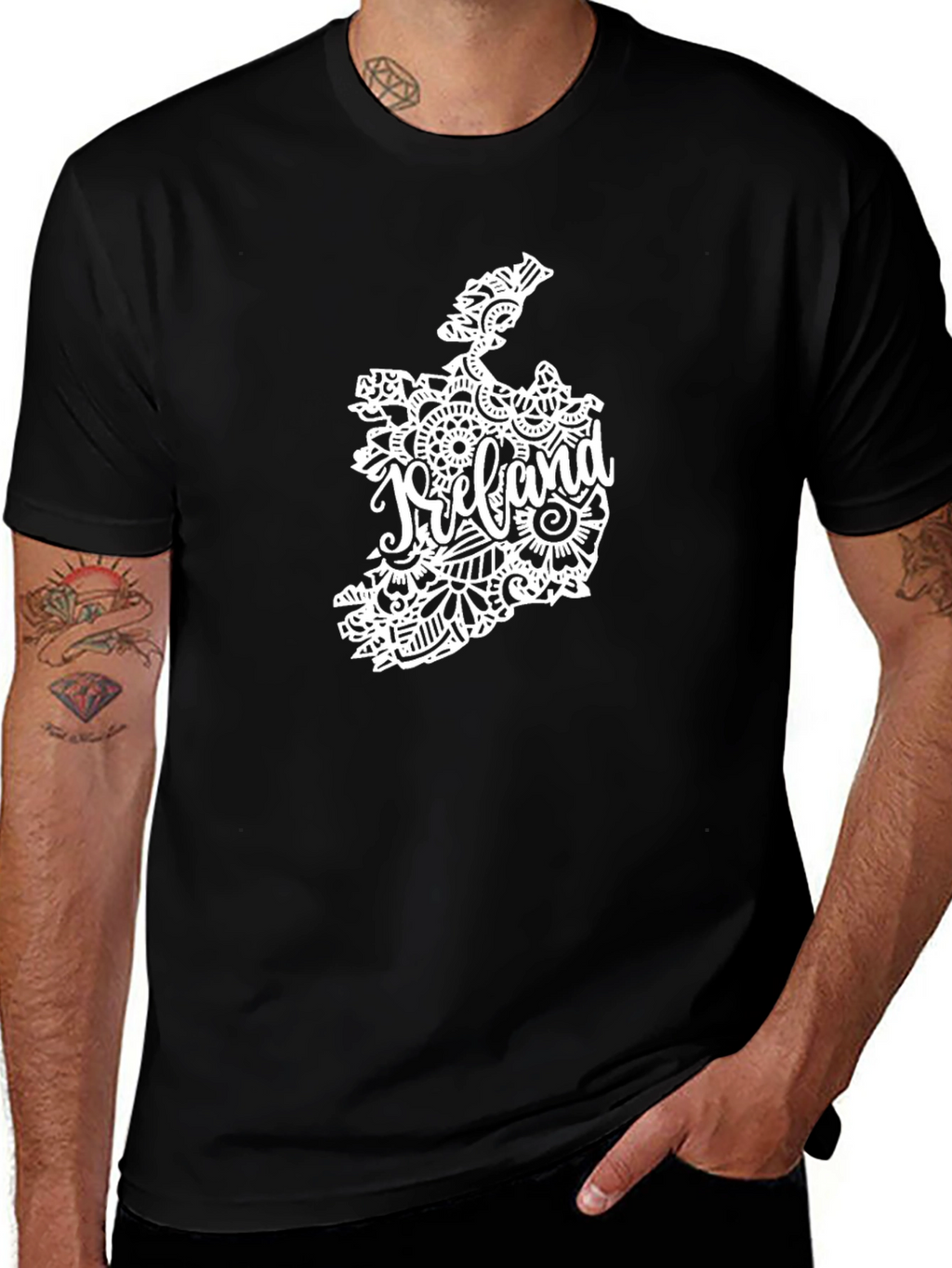 Ireland Map Graphic Tee - Black Cotton