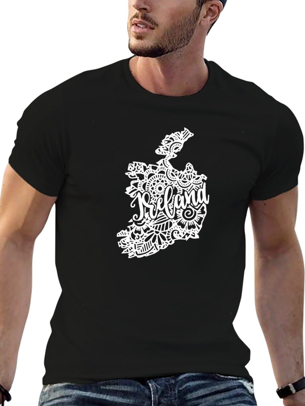 Ireland Map Graphic Tee - Black Cotton