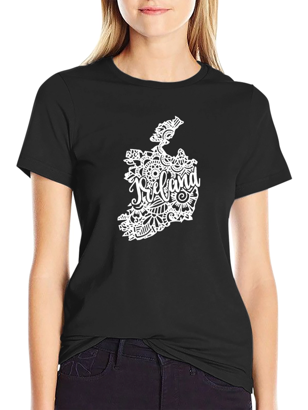 Ireland Map Graphic Tee - Black Cotton