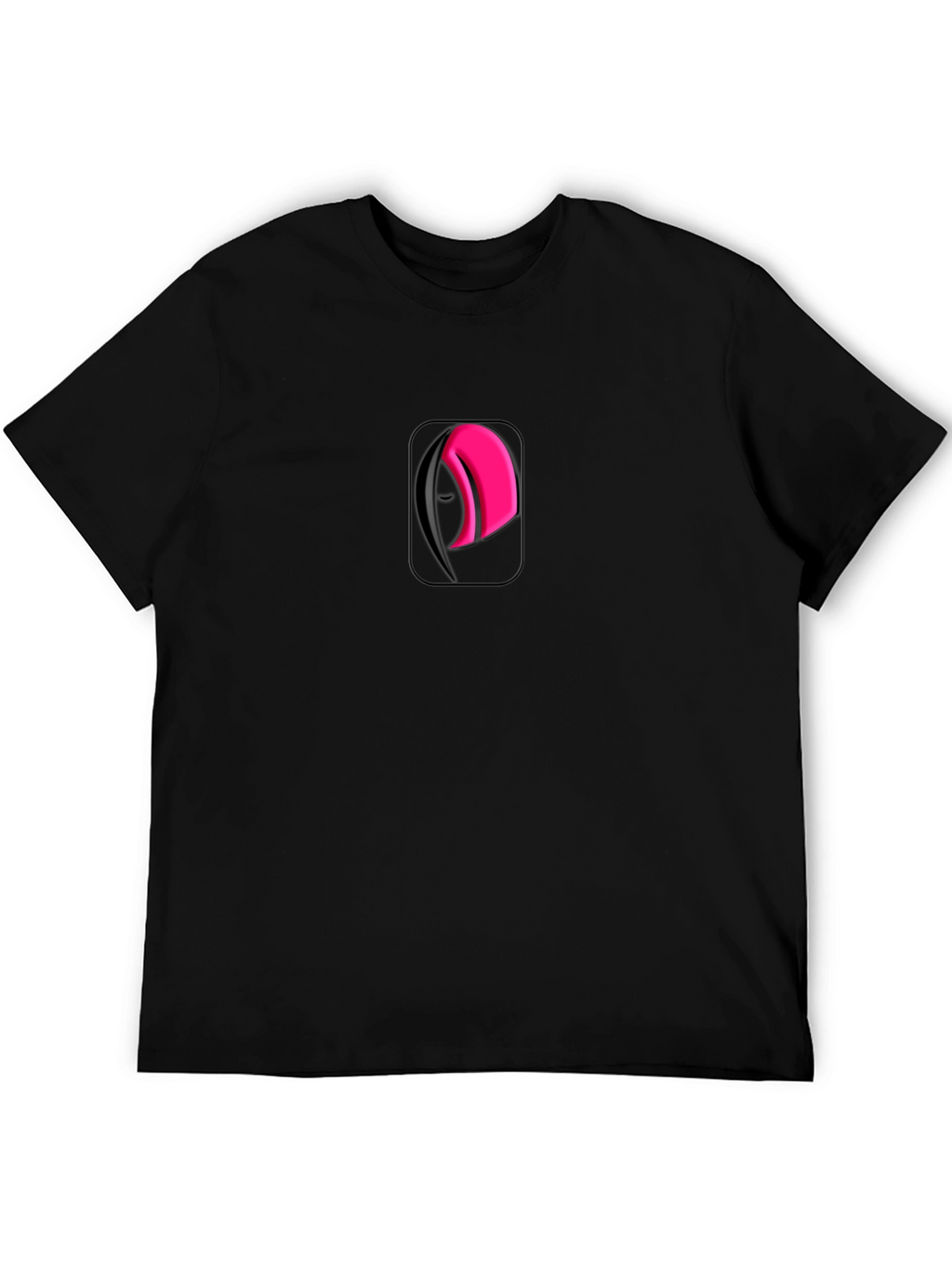 Modern Black Tee with Abstract Pink & Black Logo