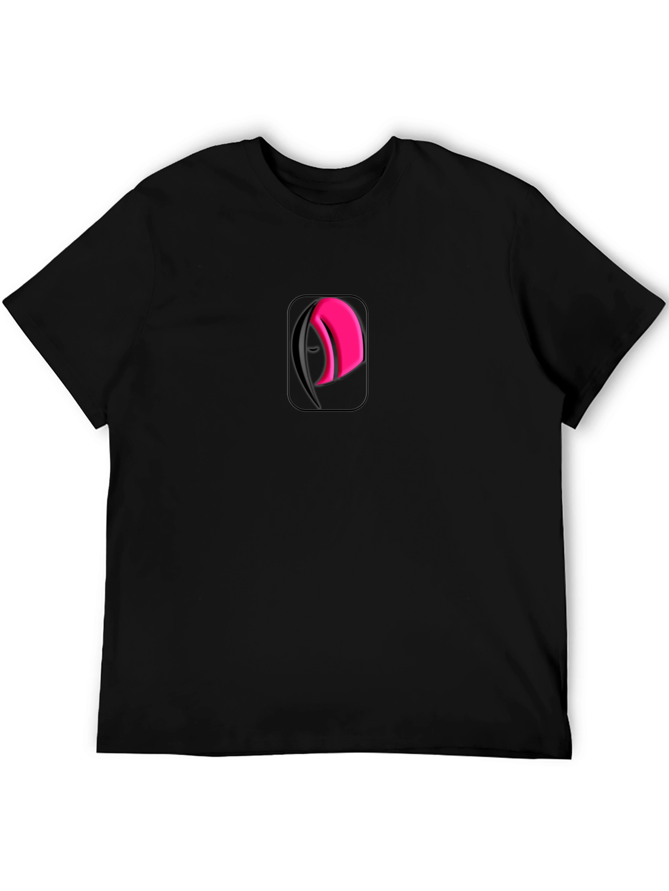 Modern Black Tee with Abstract Pink & Black Logo