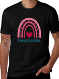 Responsible Rainbow Heart Graphic Tee - Black