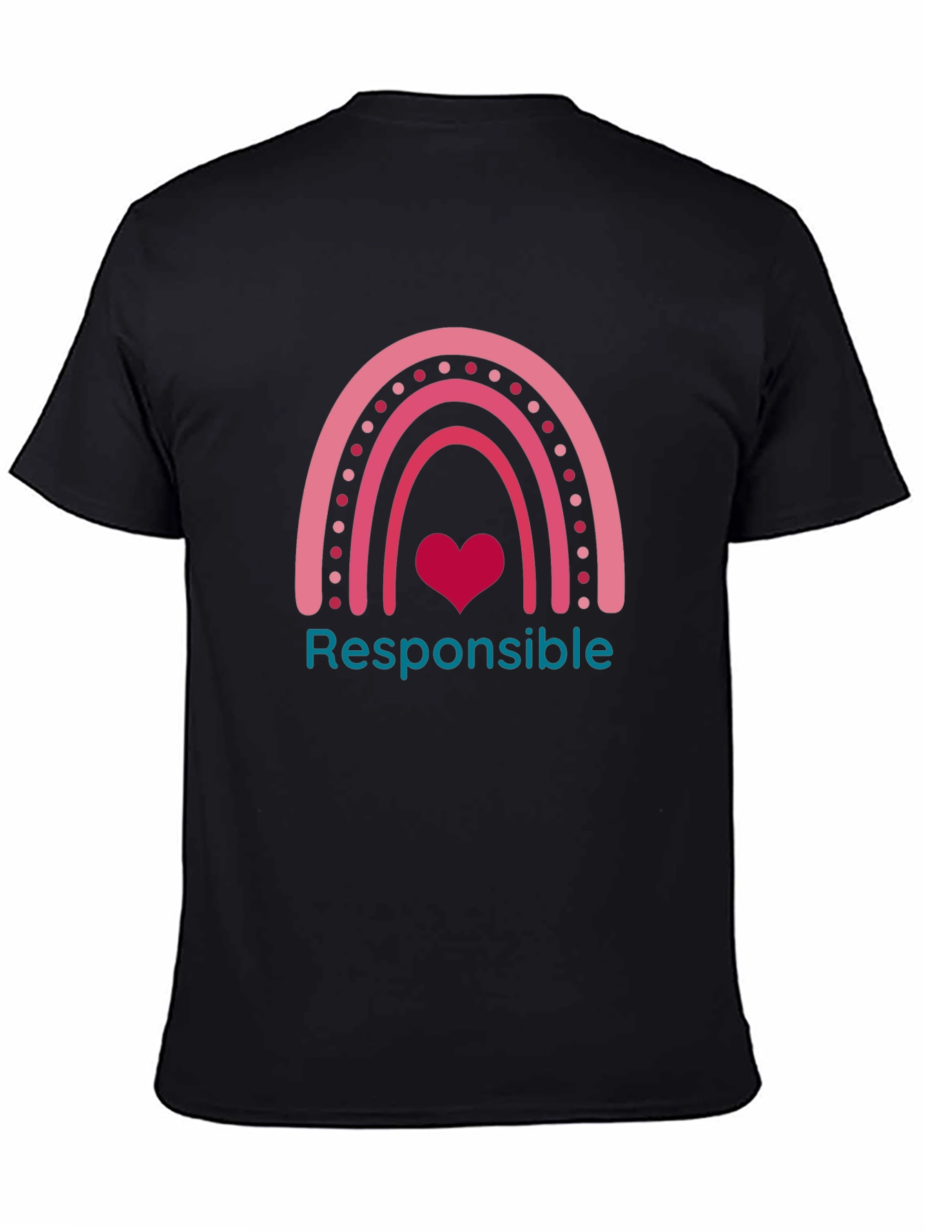 Responsible Rainbow Heart Graphic Tee - Black
