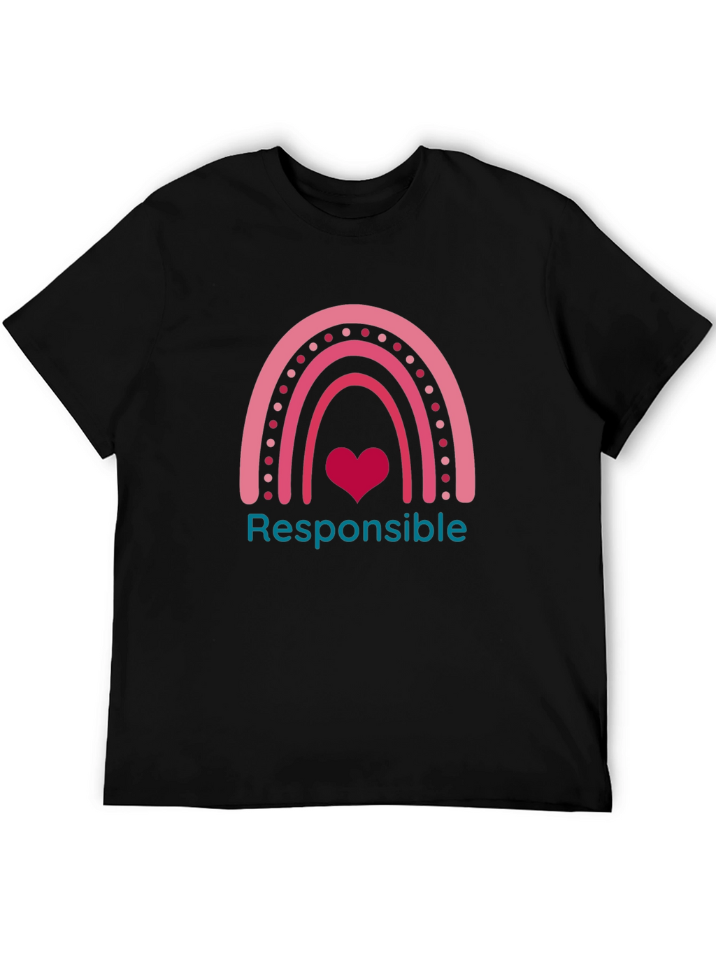 Responsible Rainbow Heart Graphic Tee - Black