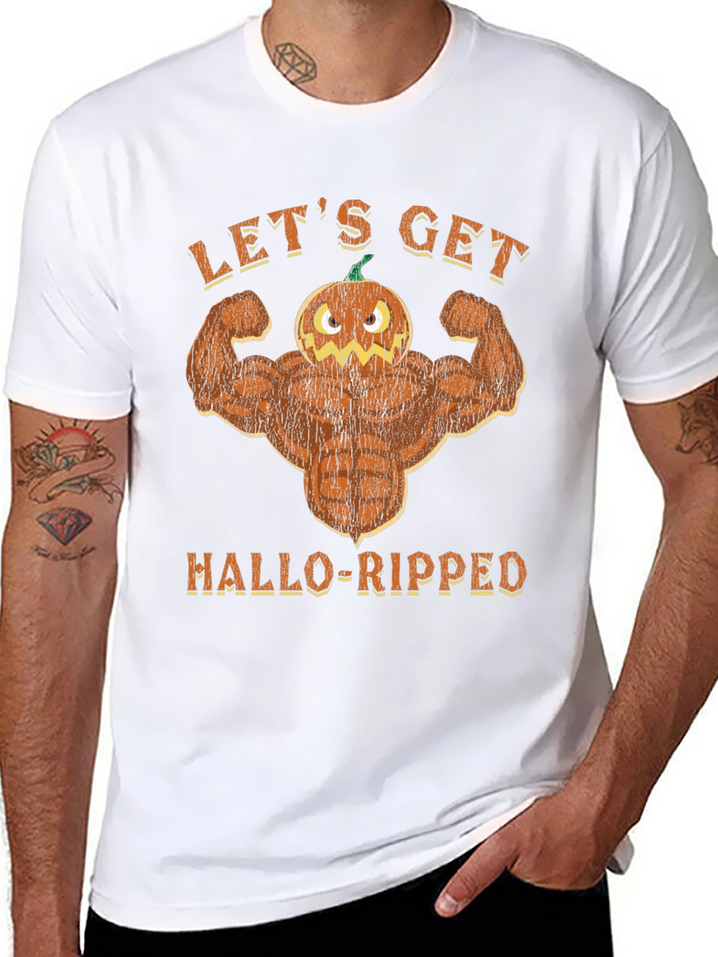 Hallo-Ripped Pumpkin Muscle T-Shirt