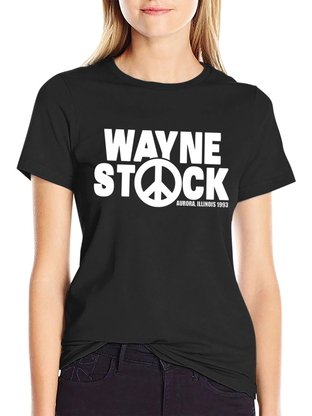 Wayne Stock Black T-Shirt with Peace Sign