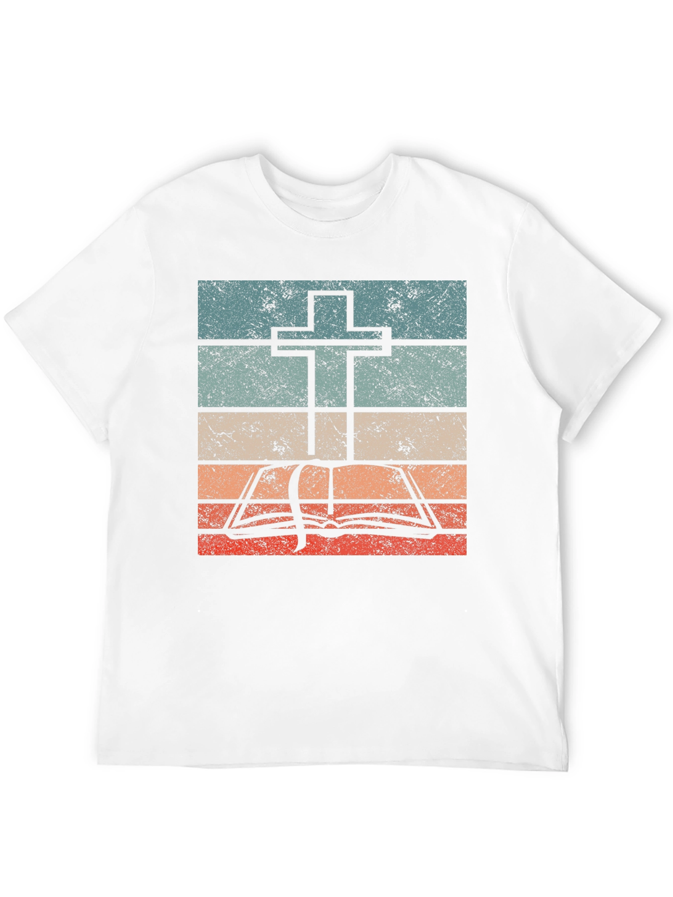 Retro Cross and Bible Graphic T-Shirt
