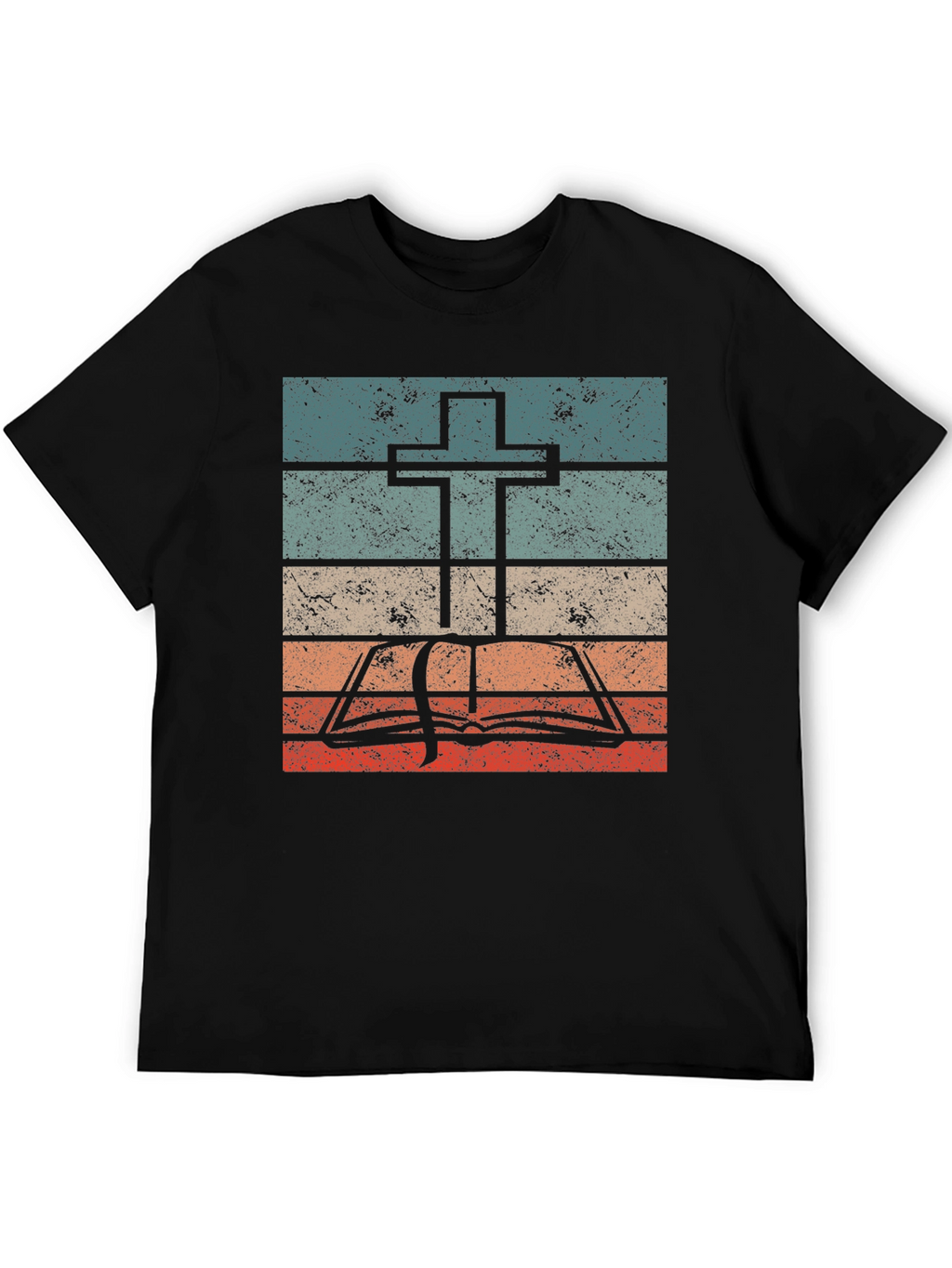 Retro Cross and Bible Graphic T-Shirt