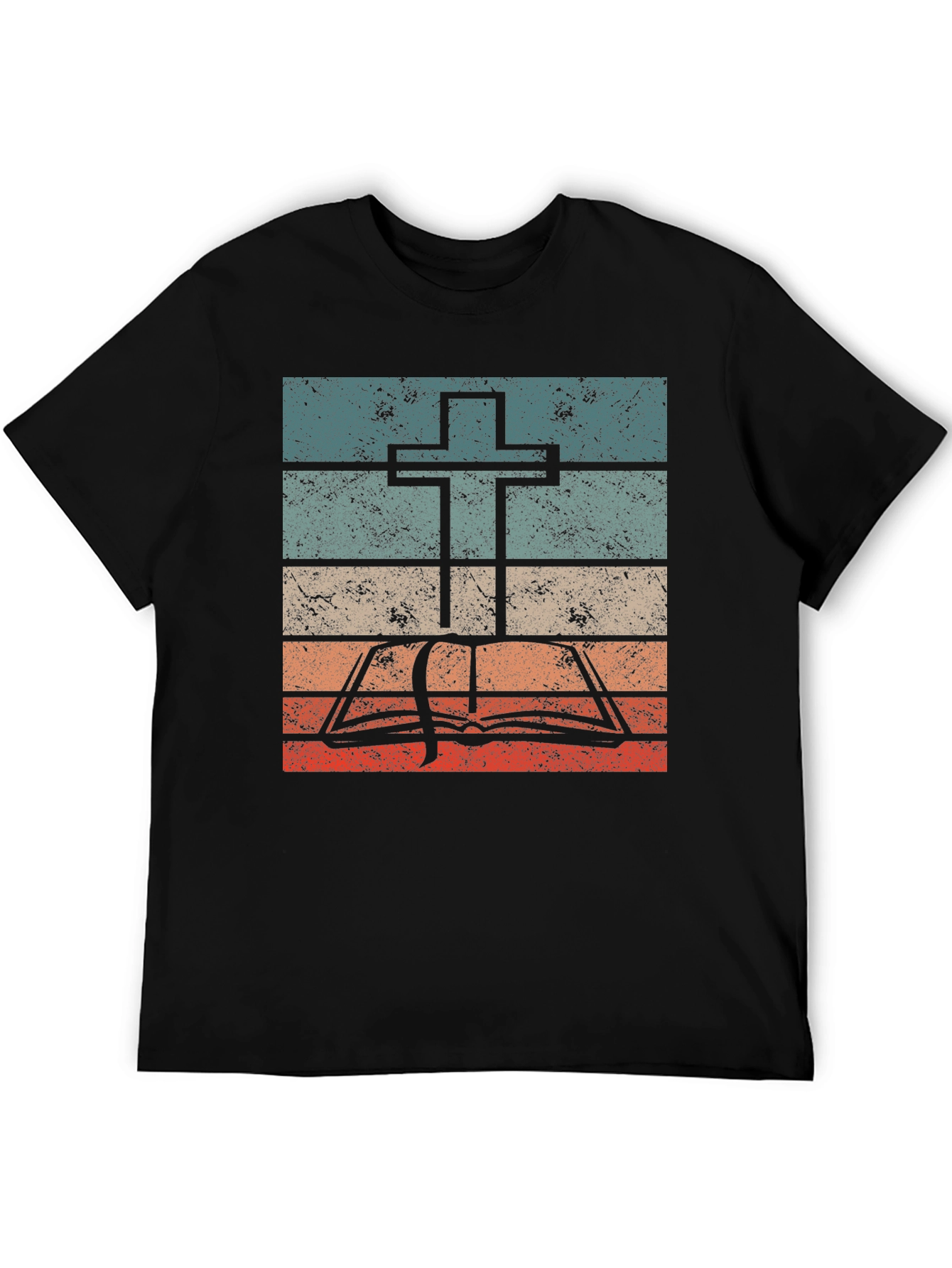 Retro Cross and Bible Graphic T-Shirt