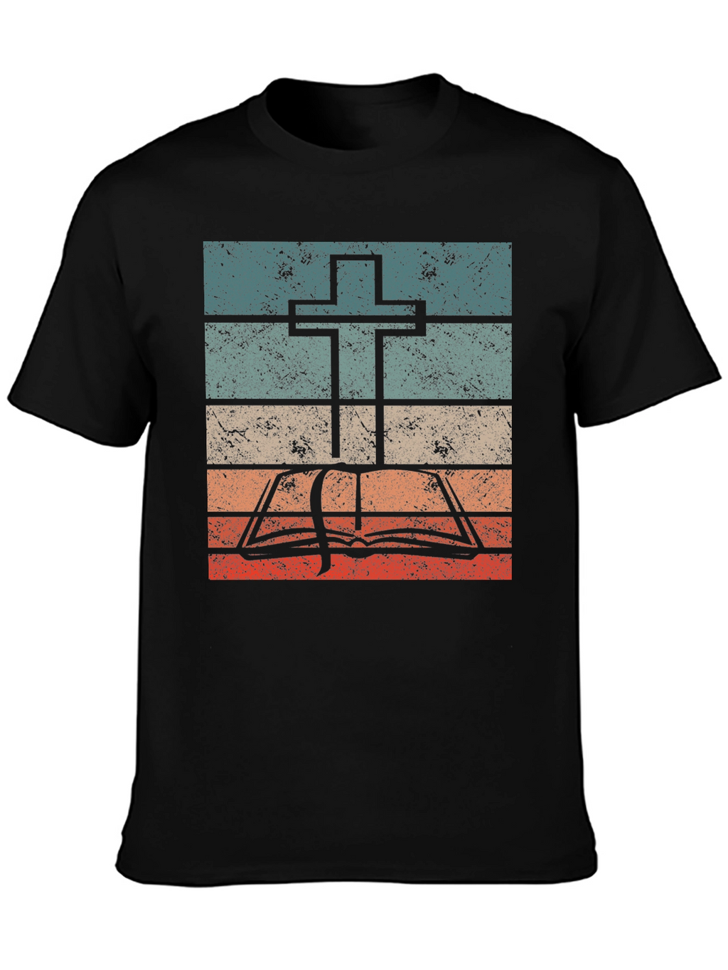 Retro Cross and Bible Graphic T-Shirt