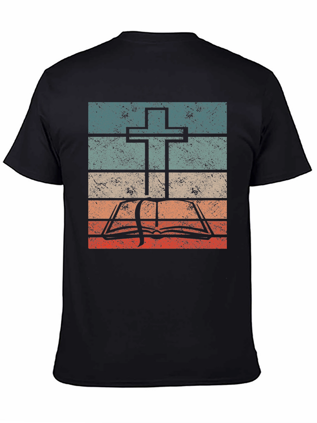 Retro Cross and Bible Graphic T-Shirt