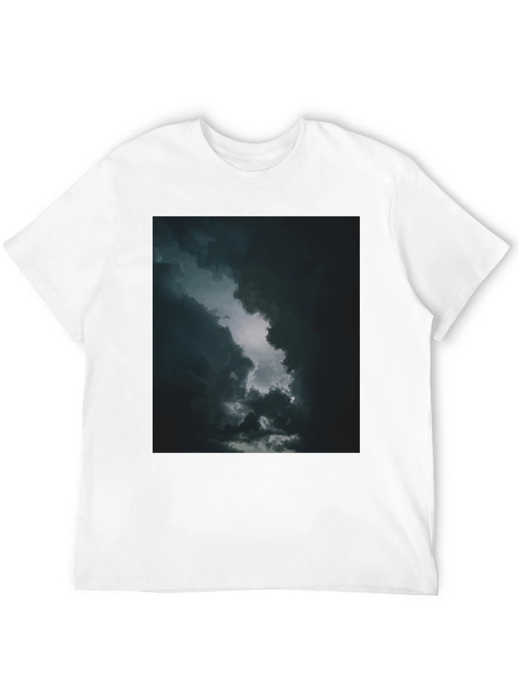Dark Sky Cloud Graphic Tee - Black Cotton T-Shirt