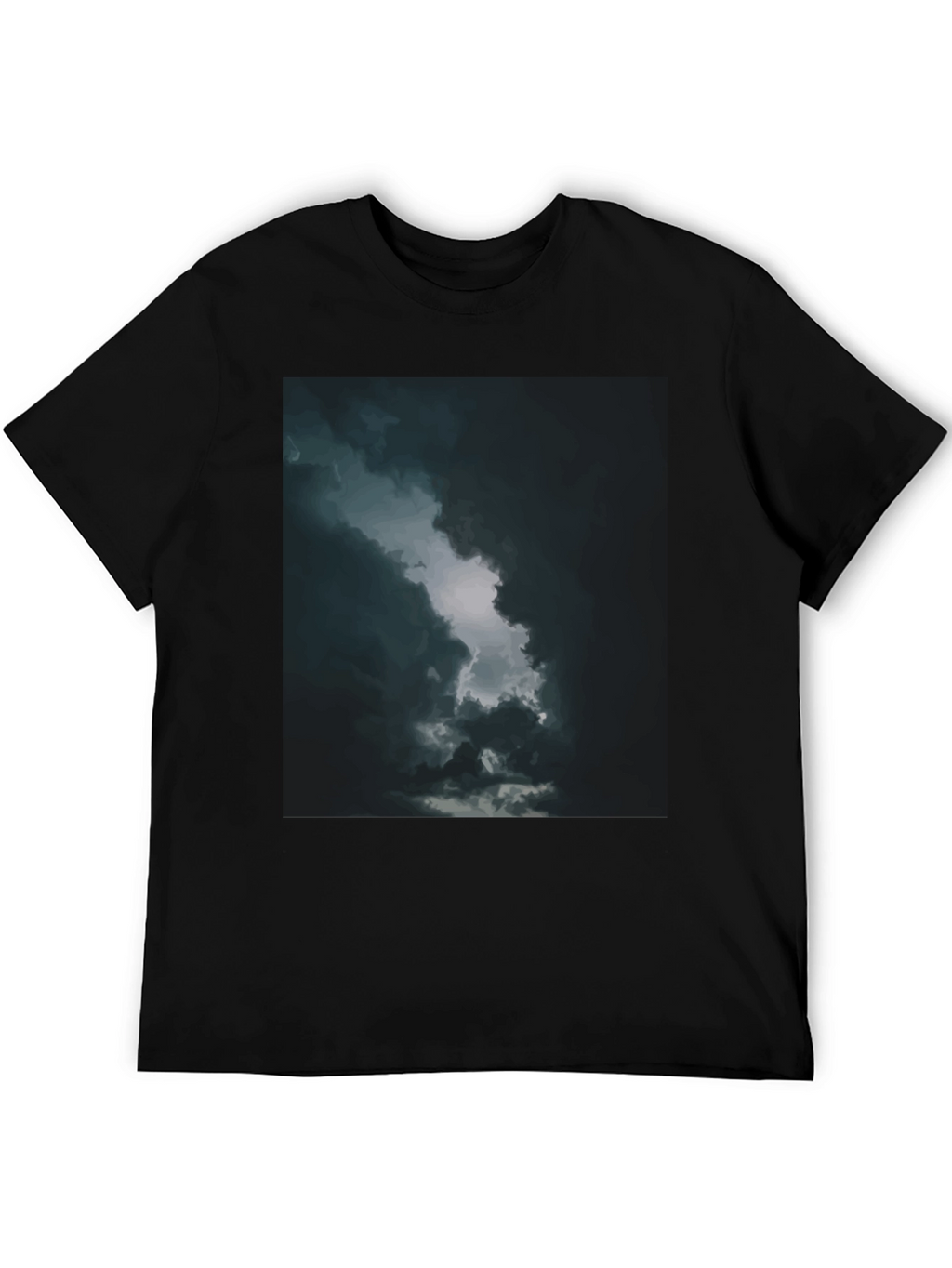 Dark Sky Cloud Graphic Tee - Black Cotton T-Shirt