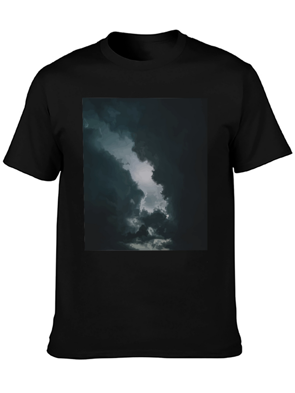 Dark Sky Cloud Graphic Tee - Black Cotton T-Shirt