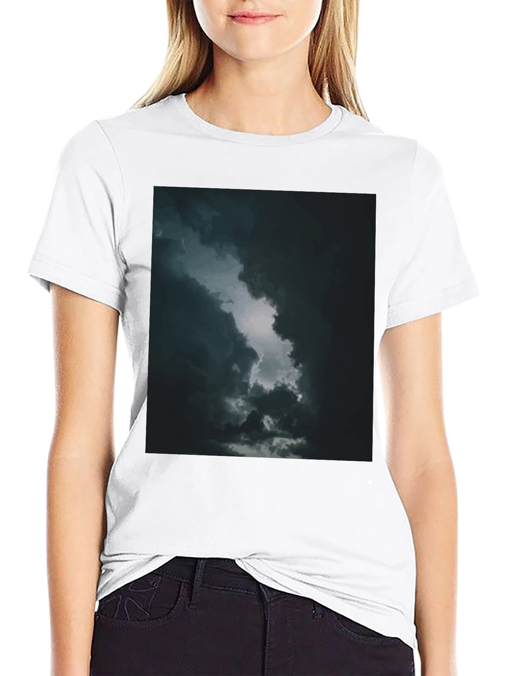 Dark Sky Cloud Graphic Tee - Black Cotton T-Shirt