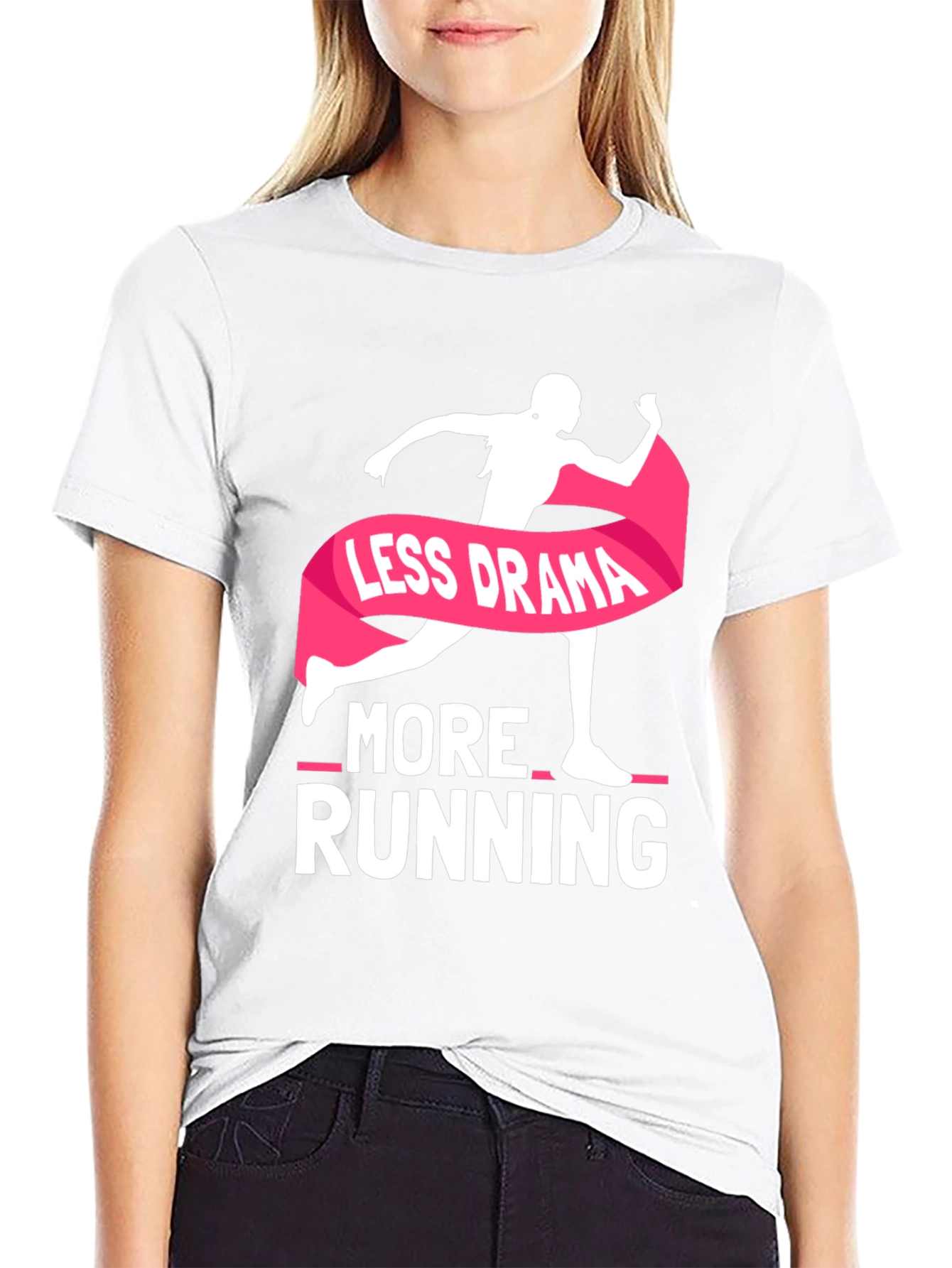 Less Drama More Running Black T-Shirt