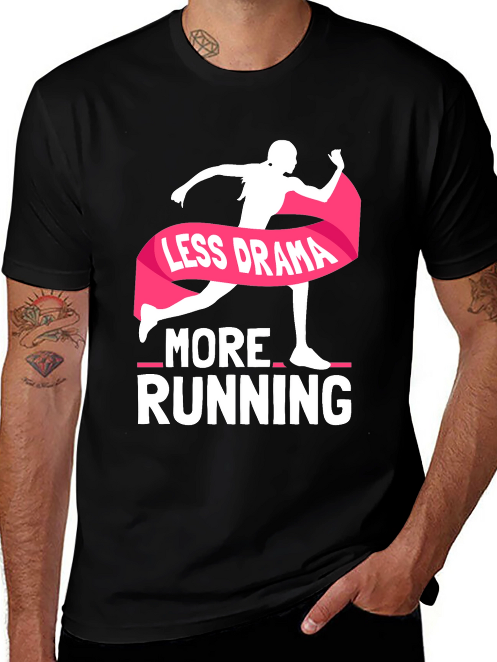 Less Drama More Running Black T-Shirt