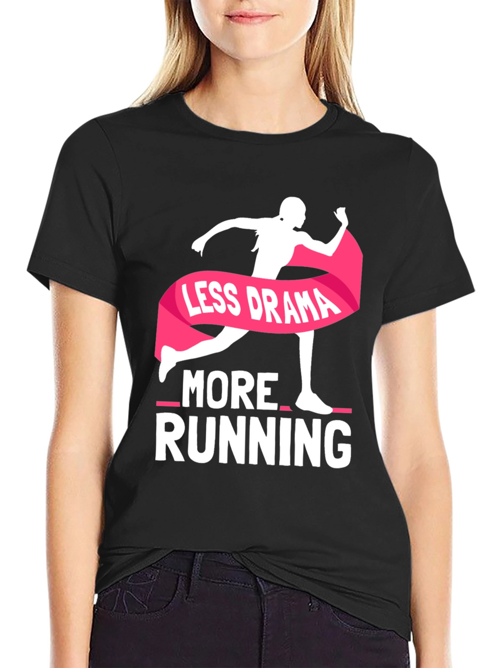 Less Drama More Running Black T-Shirt