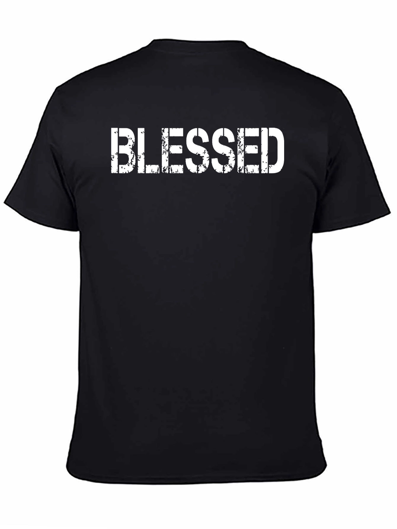 Blessed Graphic Tee - Distressed Print Black Casual Shirt