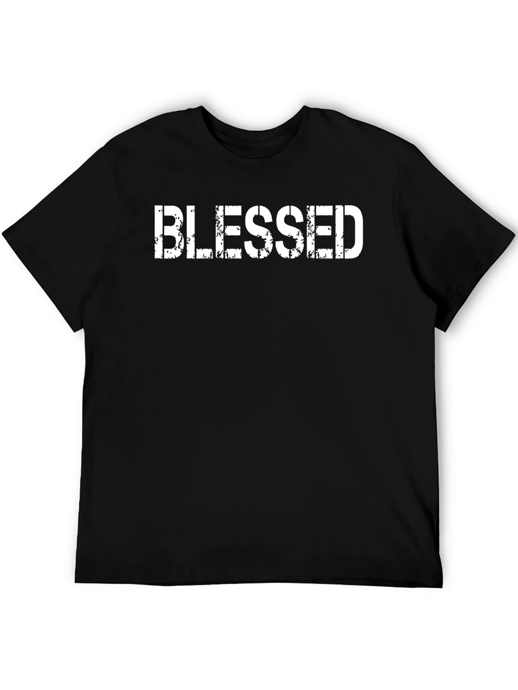 Blessed Graphic Tee - Distressed Print Black Casual Shirt