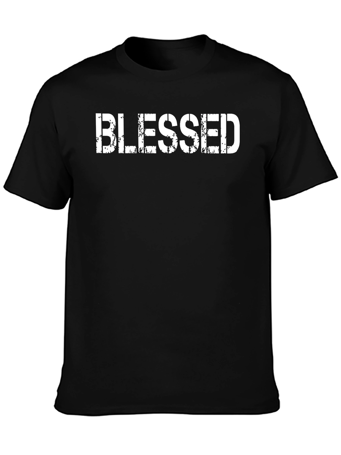 Blessed Graphic Tee - Distressed Print Black Casual Shirt