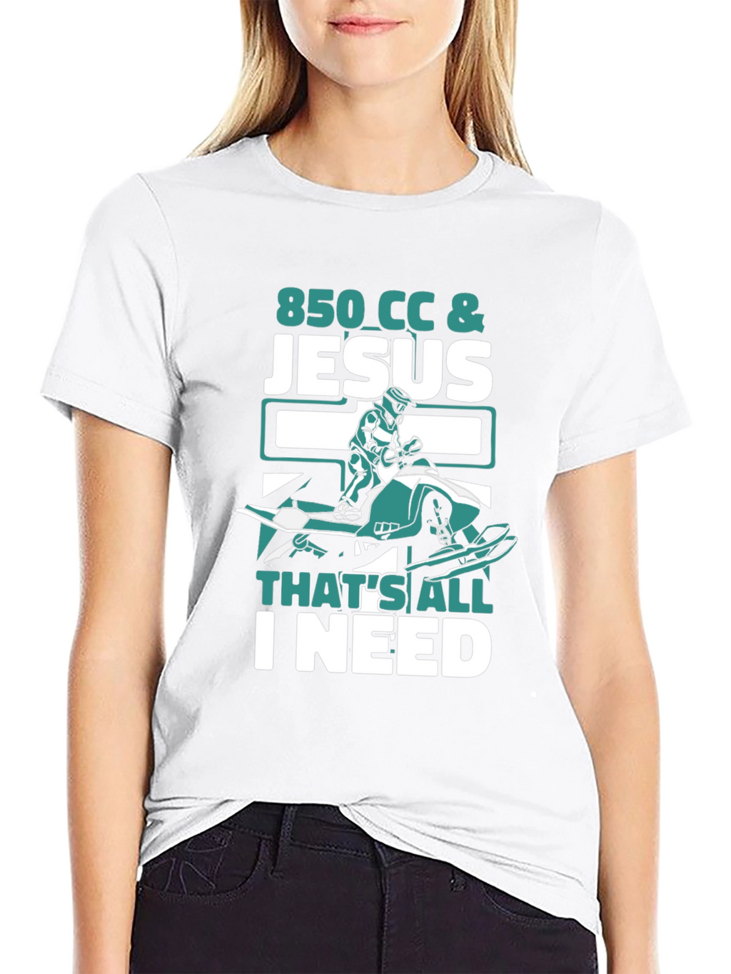 850 CC & Jesus T-Shirt - Snowmobile Rider Tee