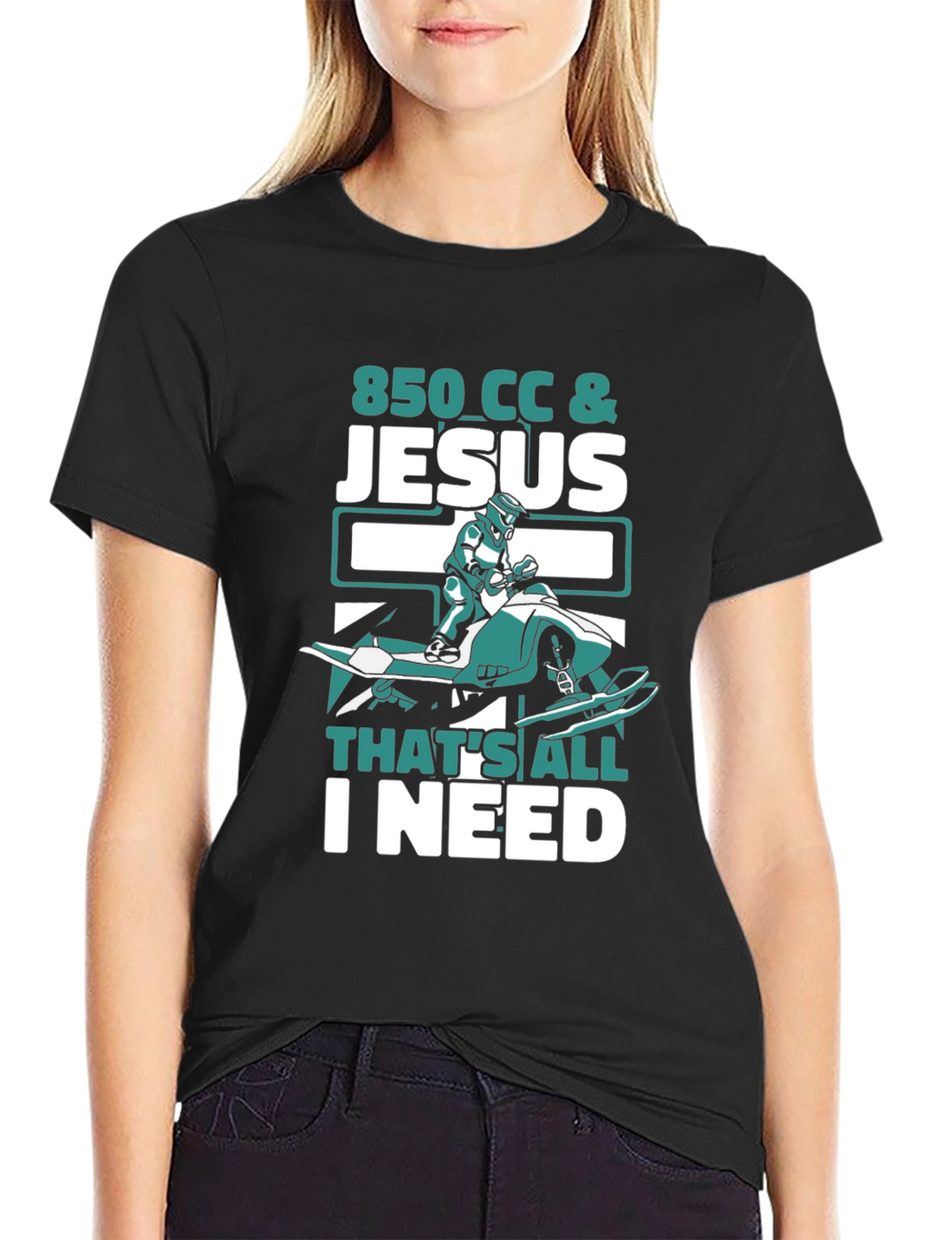 850 CC & Jesus T-Shirt - Snowmobile Rider Tee