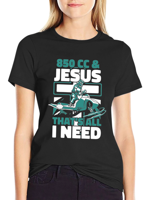 850 CC & Jesus T-Shirt - Snowmobile Rider Tee