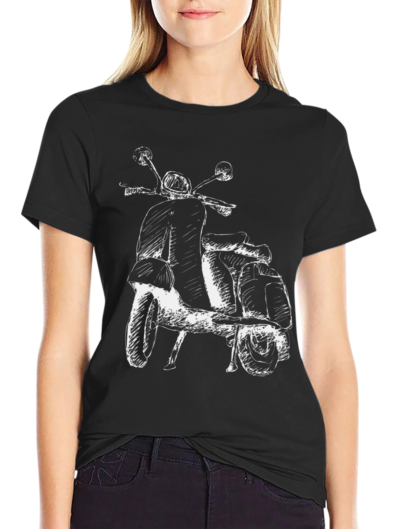 Mens Black Vespa Scooter Graphic Tee
