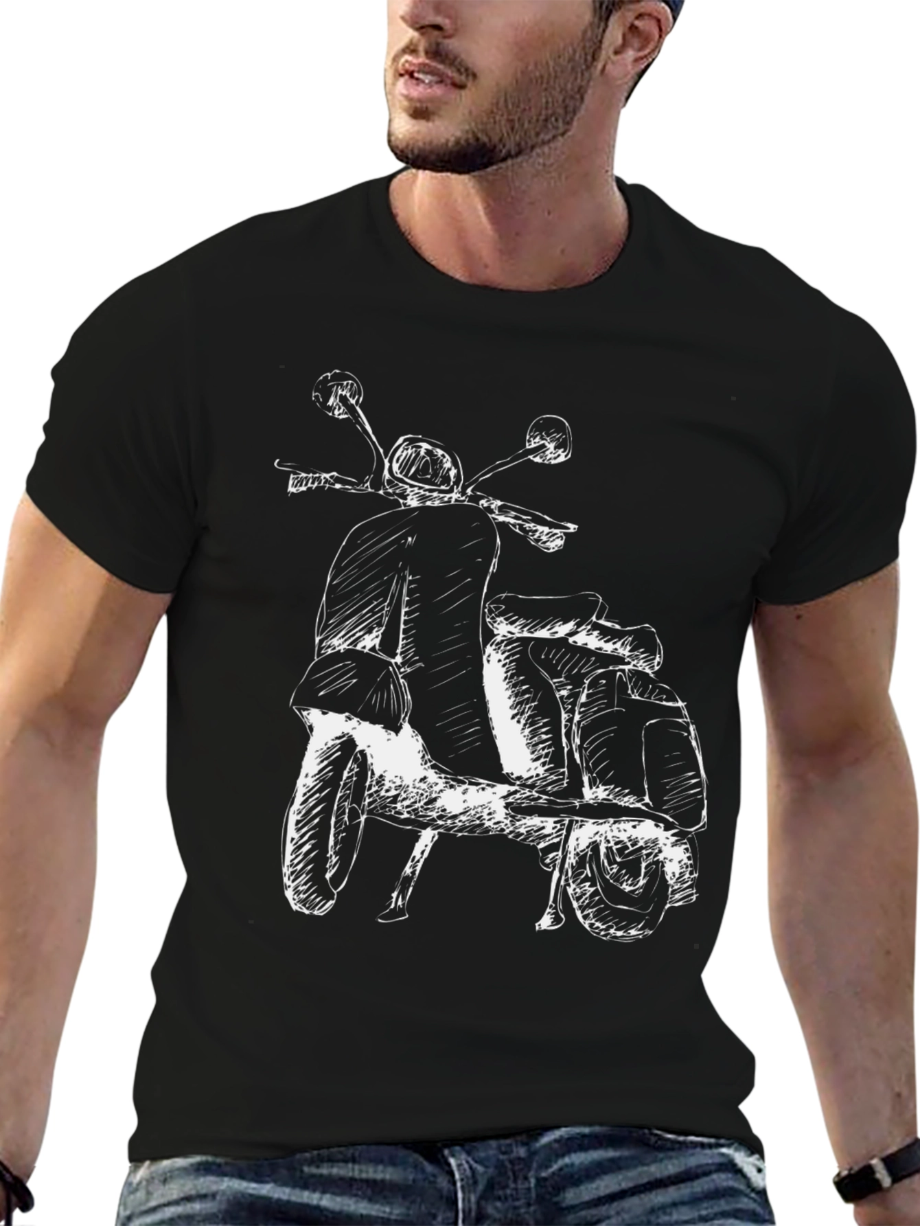Mens Black Vespa Scooter Graphic Tee