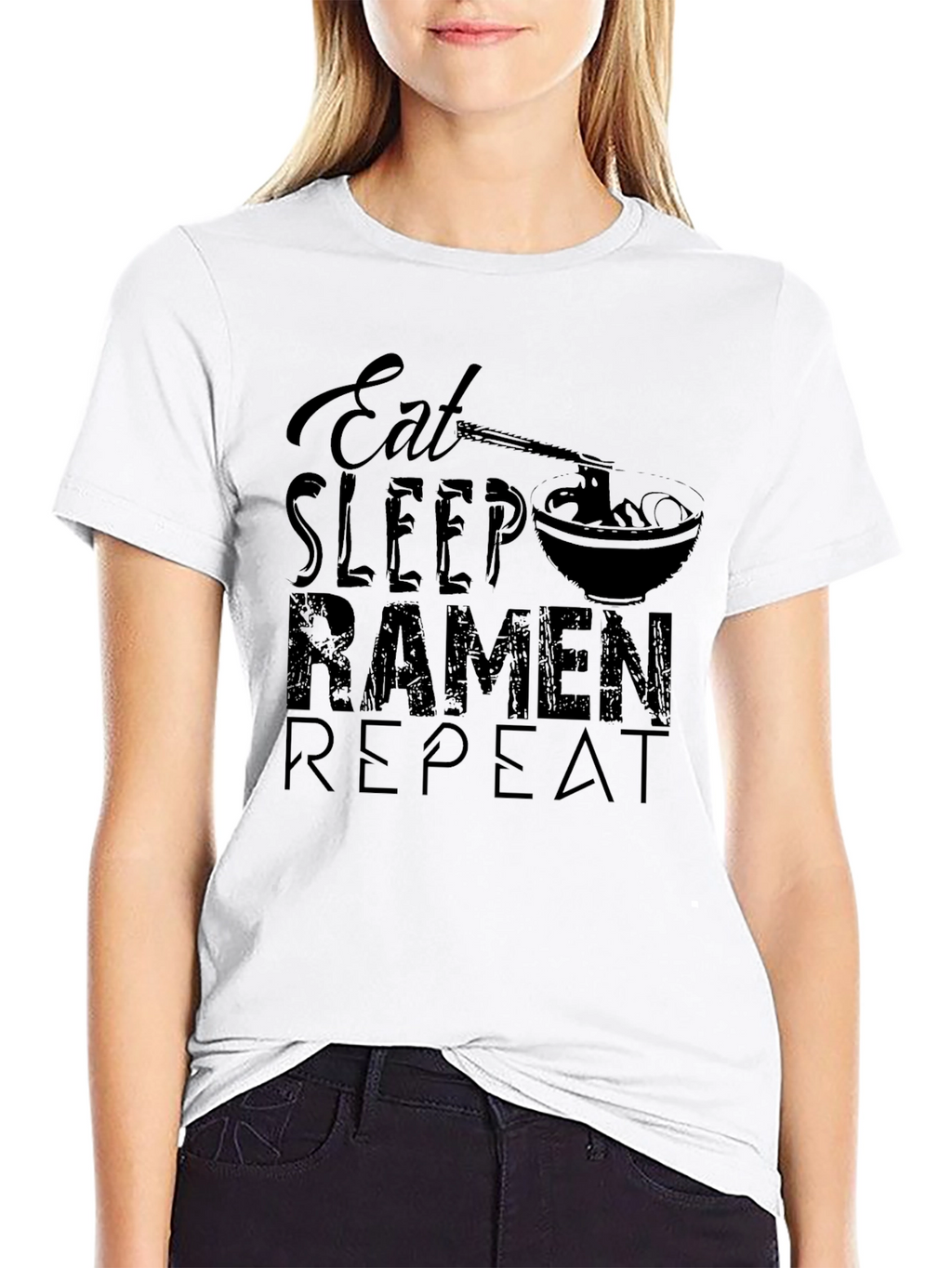 Eat Sleep Ramen Repeat Black T-Shirt