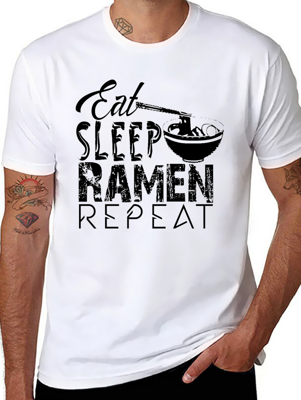 Eat Sleep Ramen Repeat Black T-Shirt