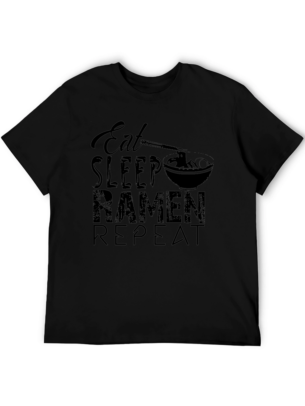 Eat Sleep Ramen Repeat Black T-Shirt