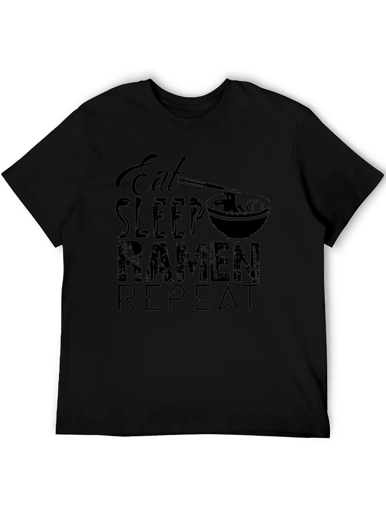 Eat Sleep Ramen Repeat Black T-Shirt