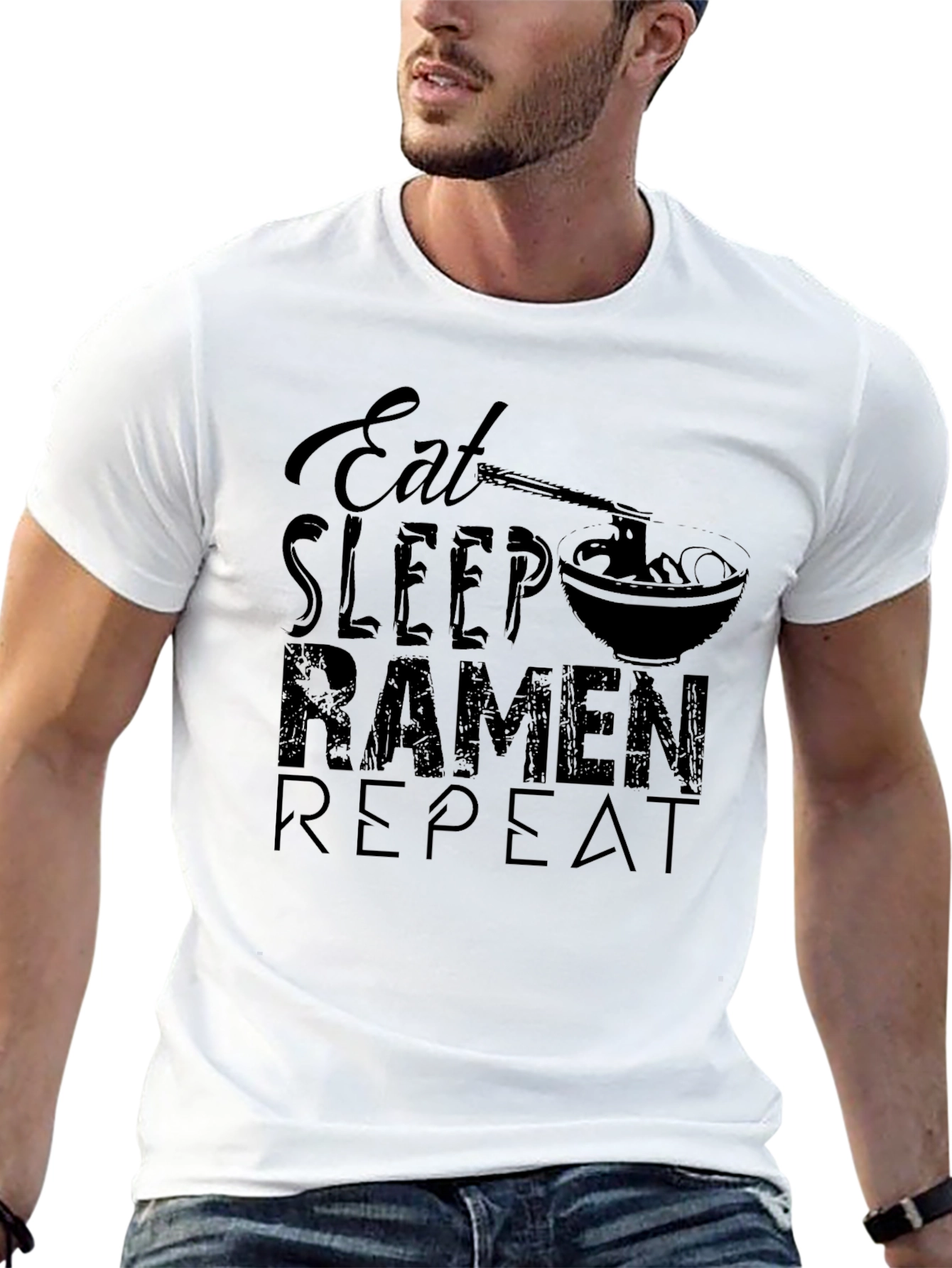 Eat Sleep Ramen Repeat Black T-Shirt