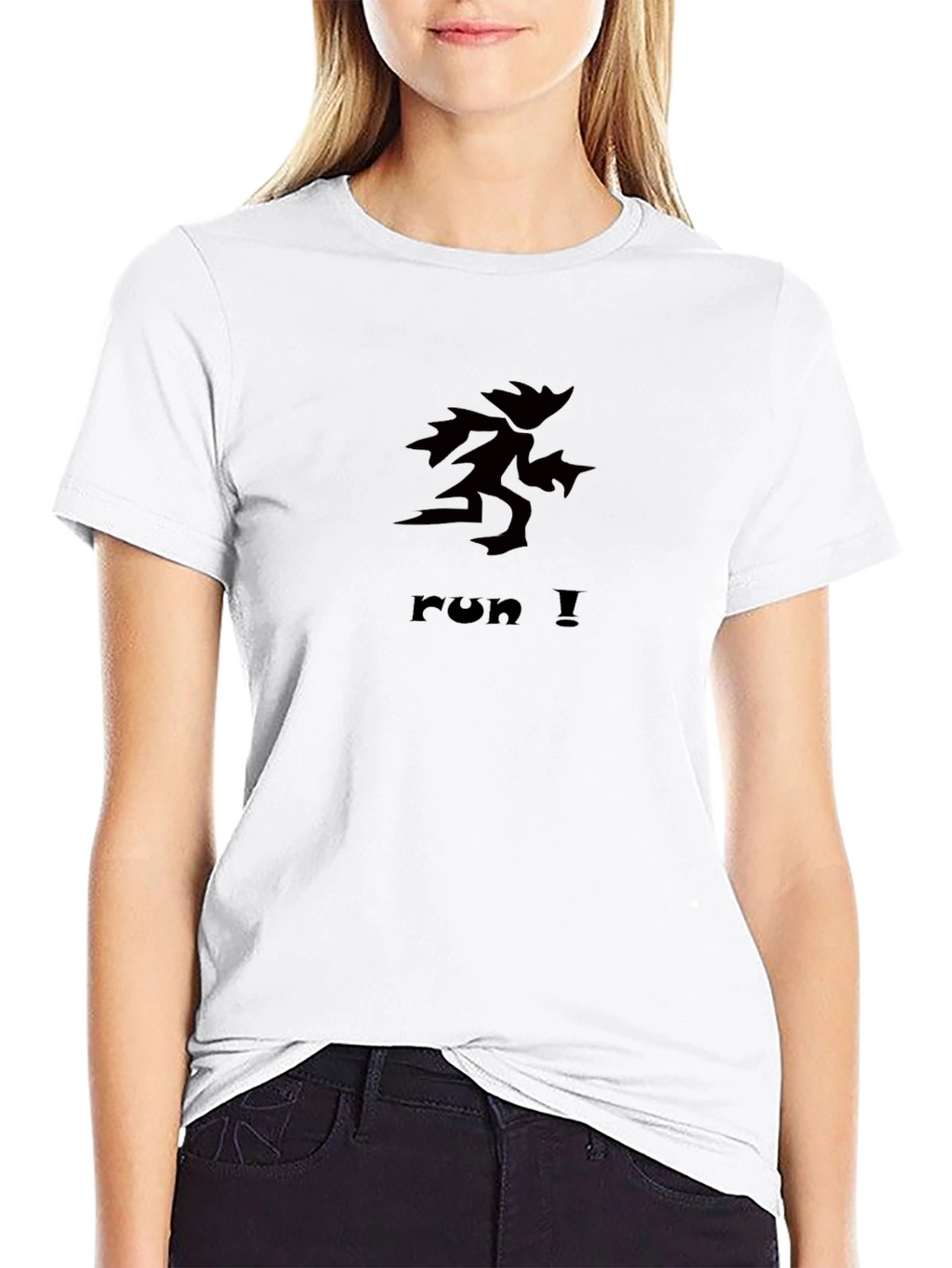 Run! Black Graphic Tee - Sporty & Stylish
