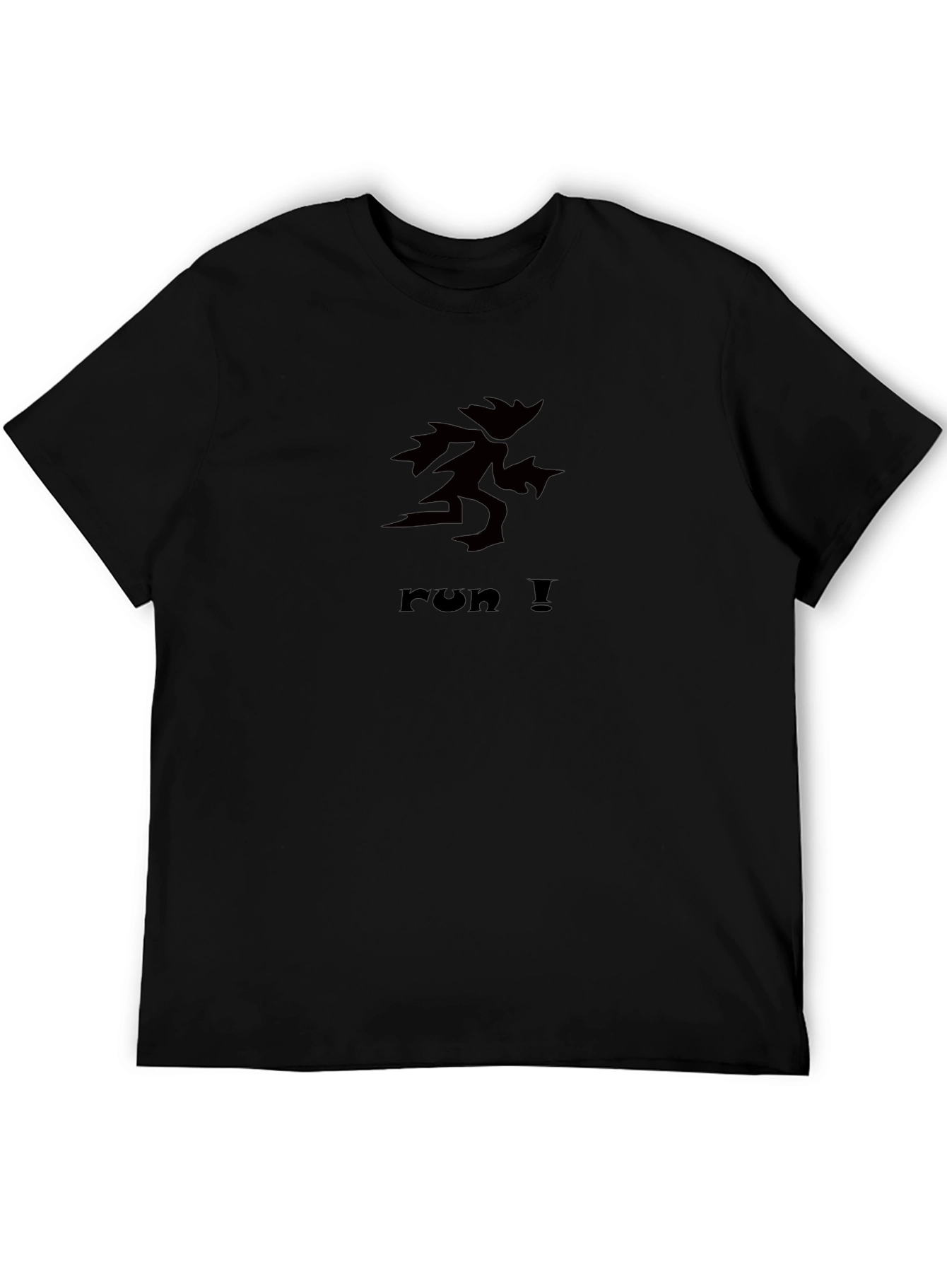 Run! Black Graphic Tee - Sporty & Stylish